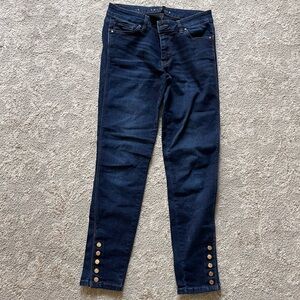 White House Black Market The Skimmer dark jeans with gold details